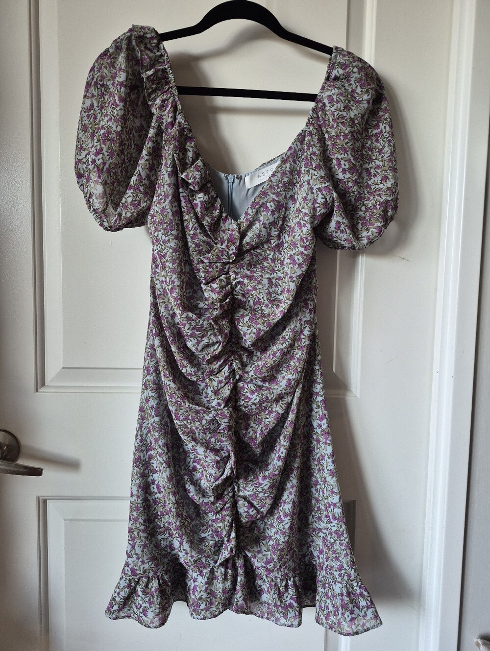 ASTR The Label Pale Blue Floral Trim Slip Dress Size Large